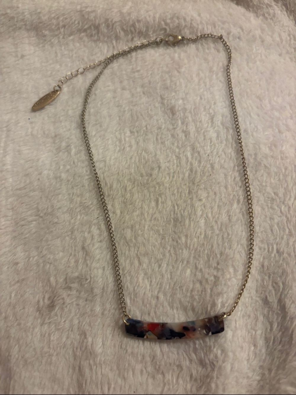 Plunder Gold-Tone Resin Bar Necklace - Navy, Coral, Cream, Blush